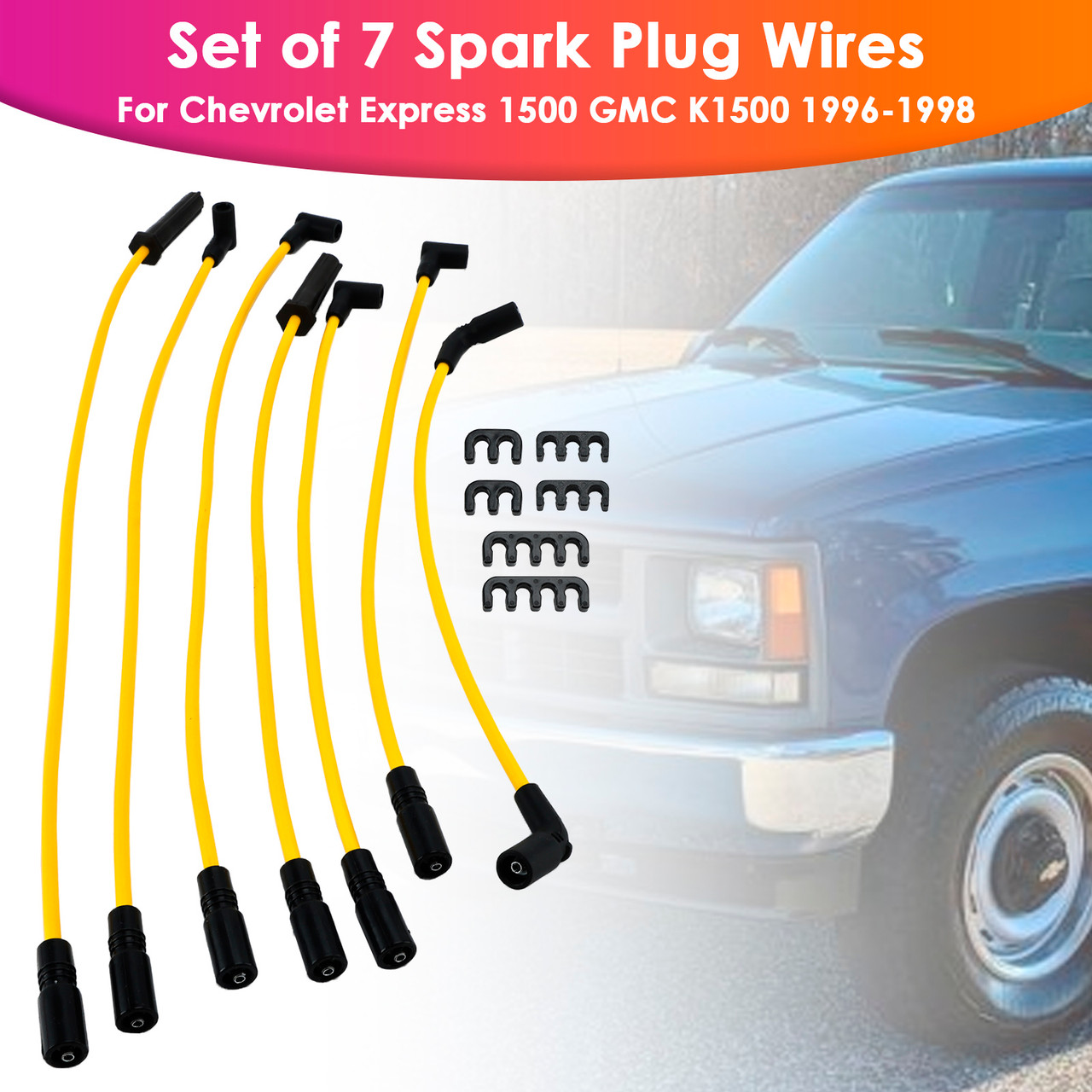 Set of 7 Spark Plug Wires for 1997-2000 ISUZU HOMBRE 4.3L Generic