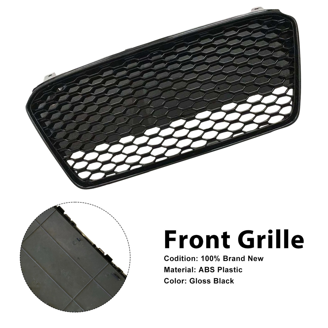 Front Henycomb Bumper Grille For 2013-2015 Audi R8 Gloss Black Generic