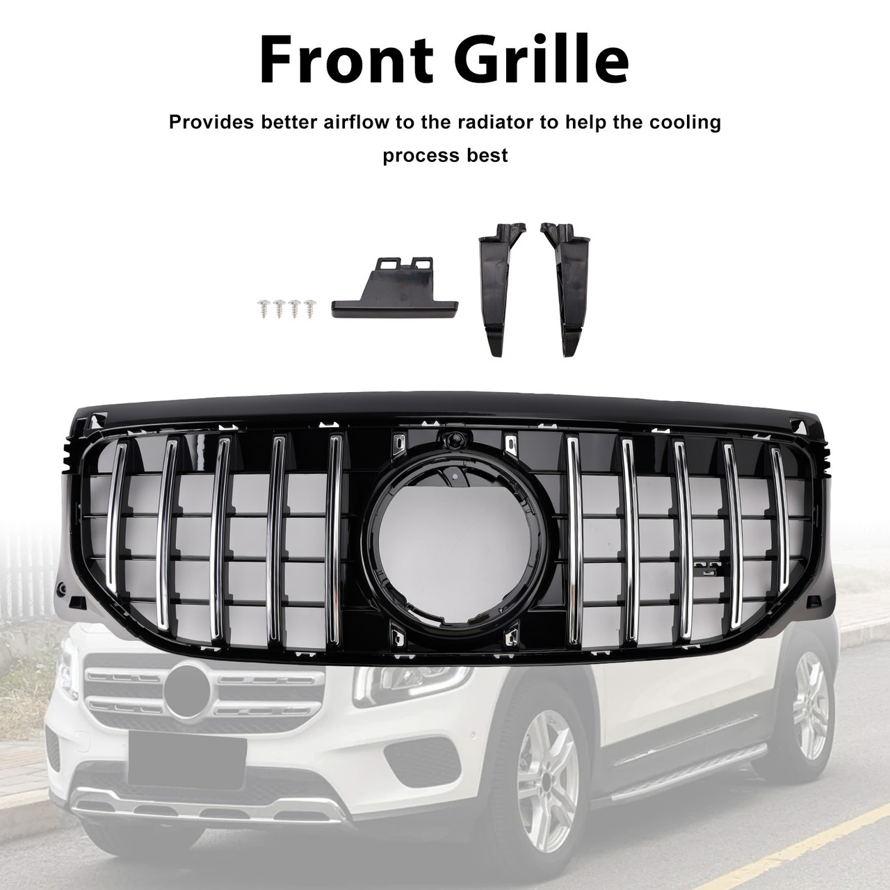 2024+ Mercedes Benz GLB-Class X247 GLB200 GLB250 Chrome+Black Front Bumper Grille Generic