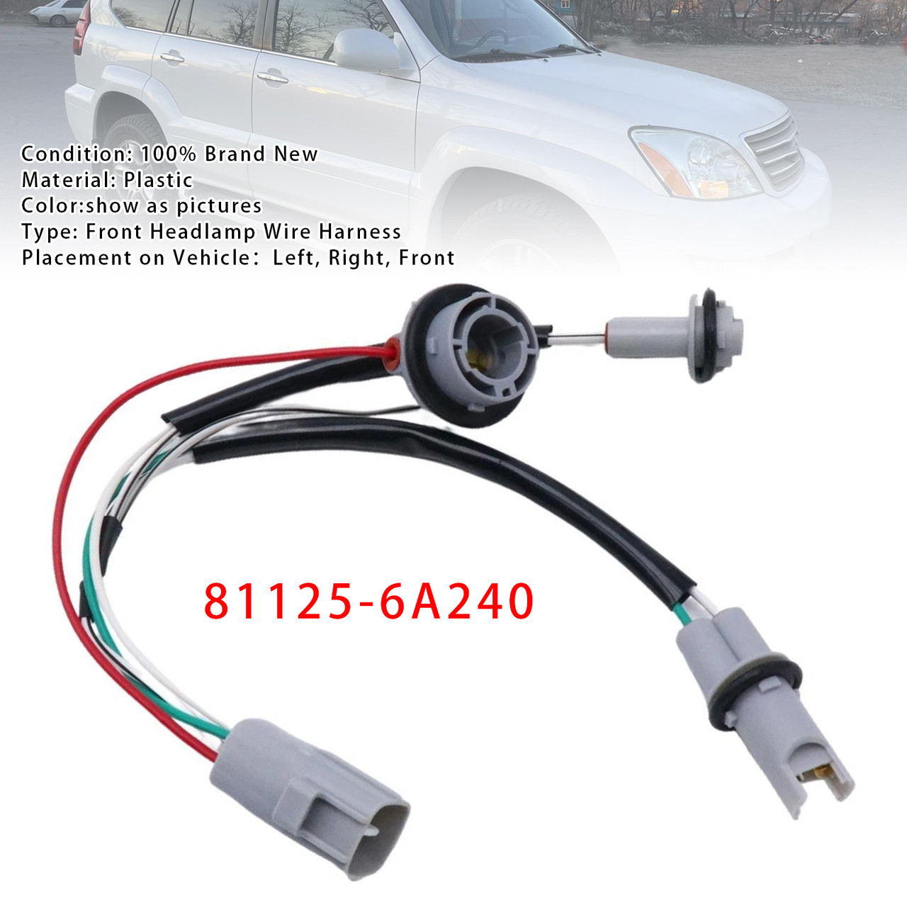 2003-2009 Lexus GX470 Front Headlamp Wire Harness 81125-6A240 Generic