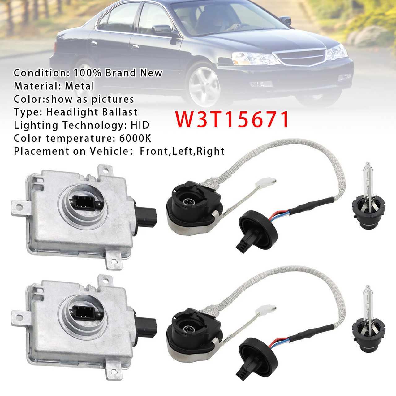 2004-2005 Mazda 3 2.0L 2.3L Xenon HID Headlight Ballast Unit Assembly with Igniter D2S Bulb W3T15671 Generic