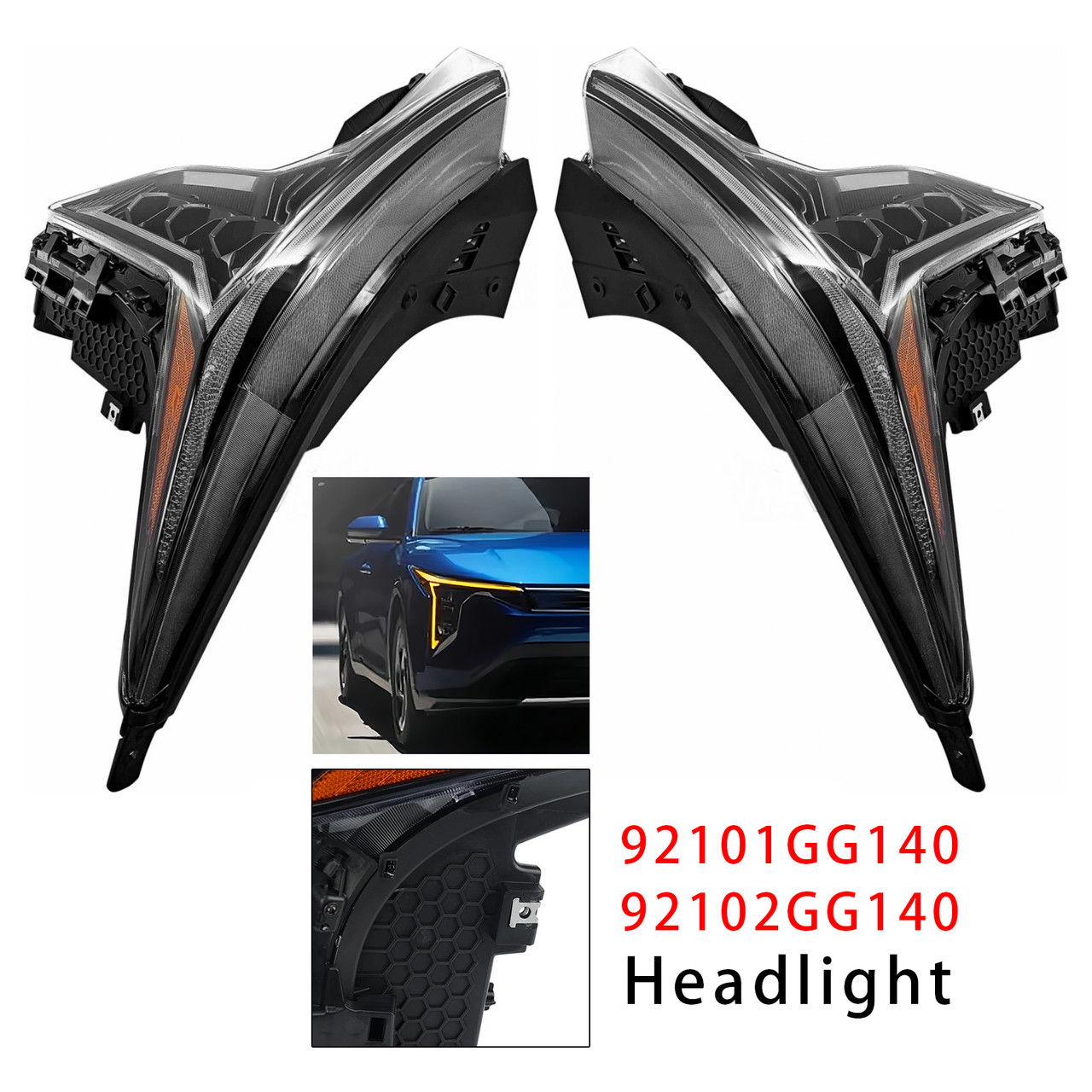 2024-2025 KIA K4 LED Left+Right Headlight 92101GG140 92102GG140 Generic