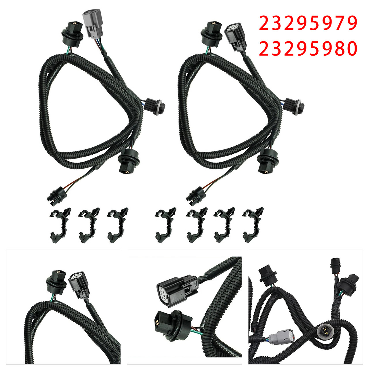 2016-2019 GMC Sierra 1500 2PCS Left+Right Tail Lamp Light Wiring Harness 23295979+23295980 Generic
