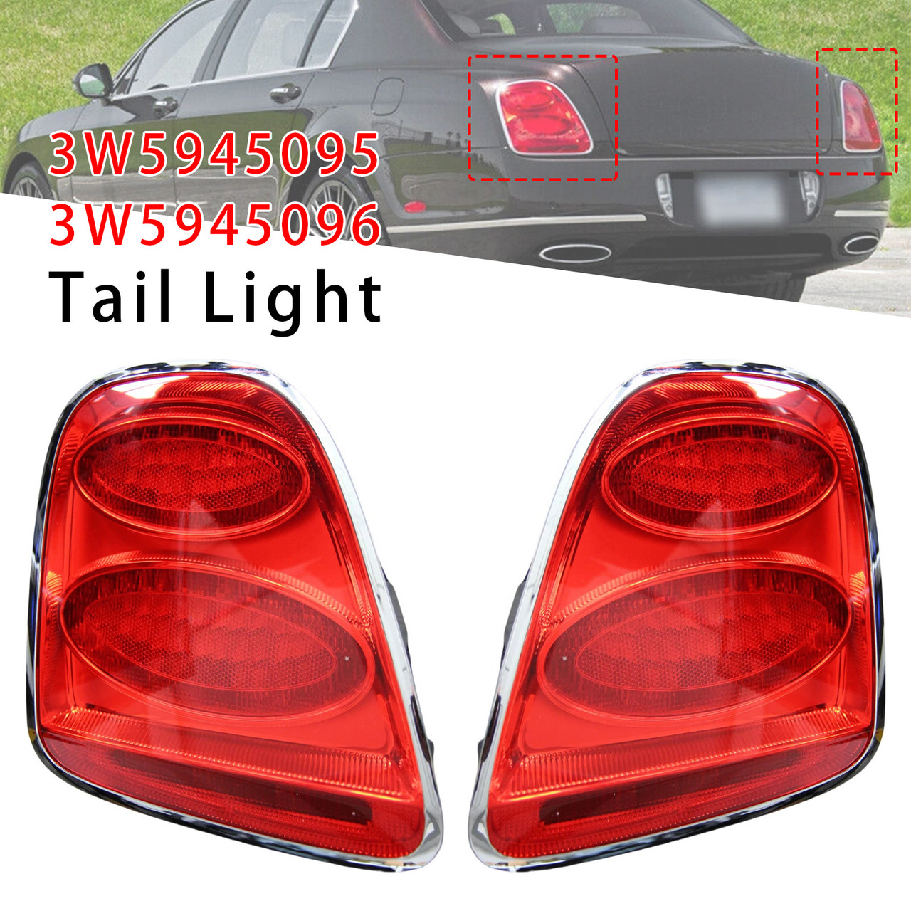 2009-2012 Bentley Continental Flying Spur/ GT Left+Right Tail Light 3W5945095 3W5945096 Generic