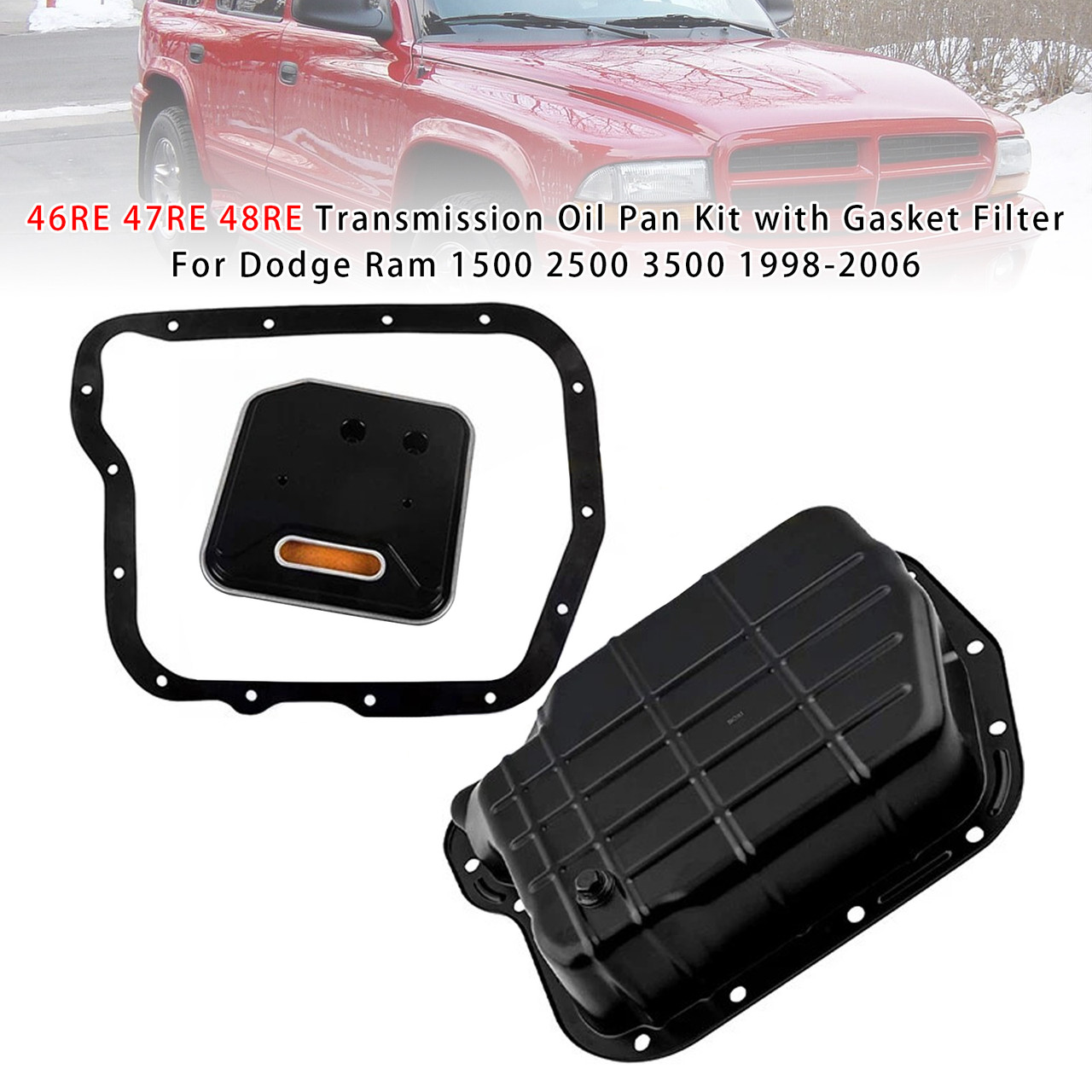 1998-2006 Dodge Ram 1500 2500 3500 46RE 47RE 48RE Transmission Oil Pan Kit with Gasket Filter Generic