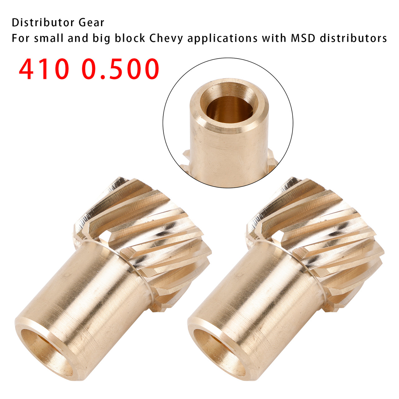 2Pack "410 0.500"" Shaft Diameter Bronze Distributor Gear For Chevy with MSD Distributor Small/Big Block