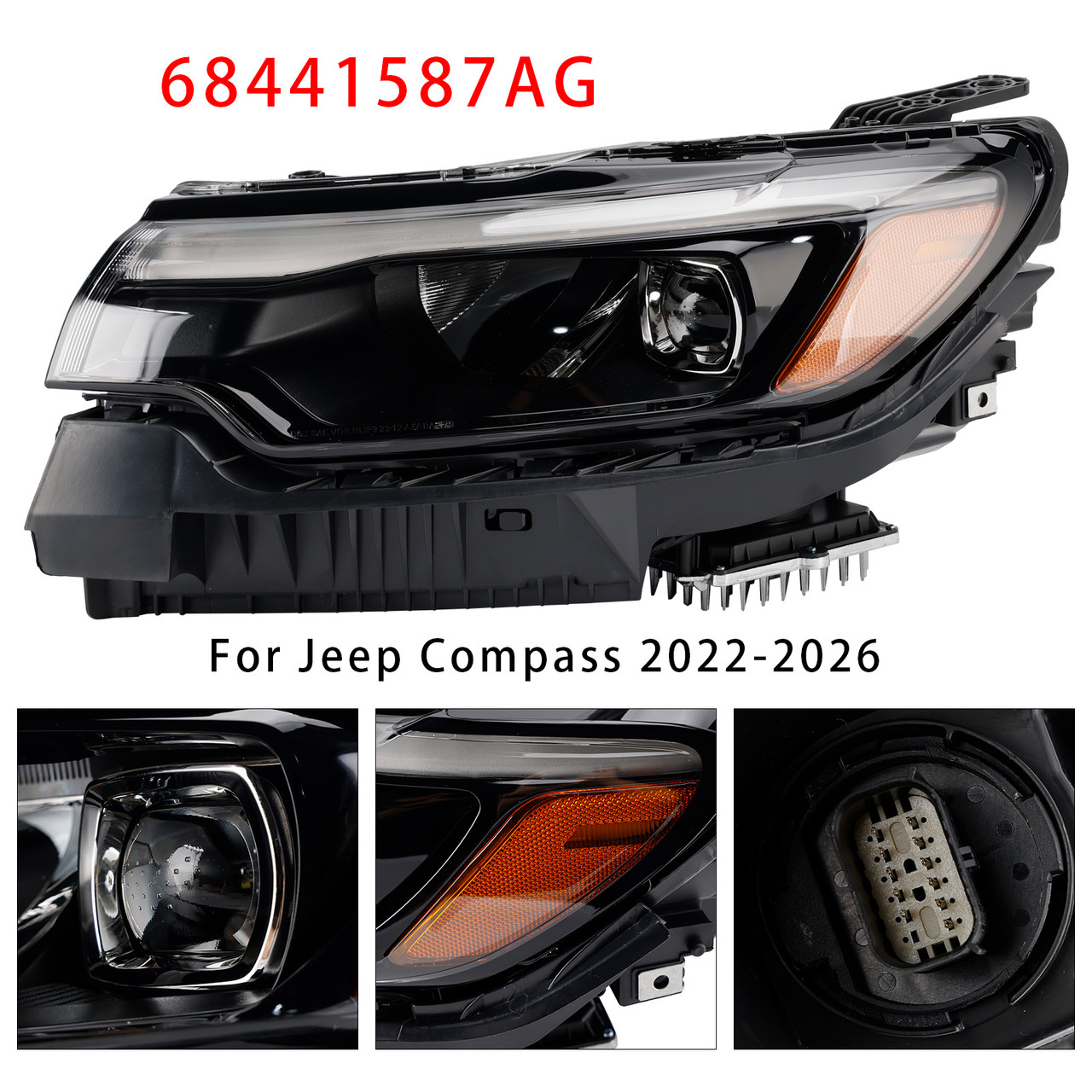 2022-2026 Jeep Compass Left LED Headlight Assembly 68441587AG Generic