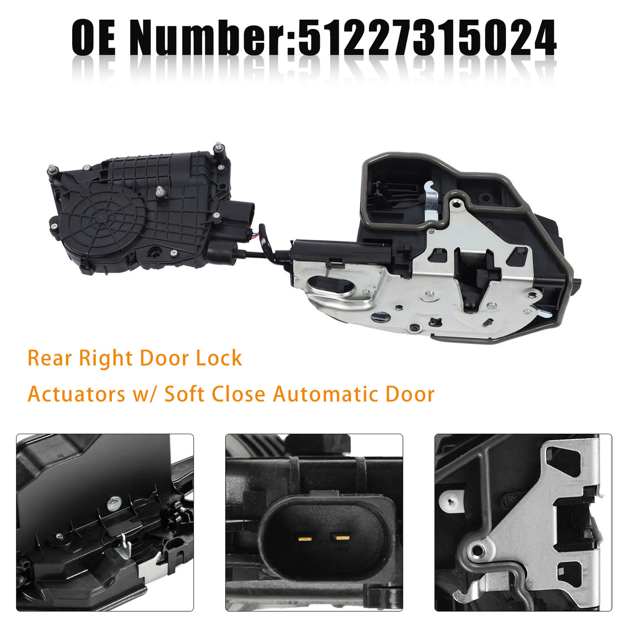 Rear Right Door Lock Actuators for BMW X5 E70 07-12 X6 E71 08-14 w/ Soft Close Automatic Door