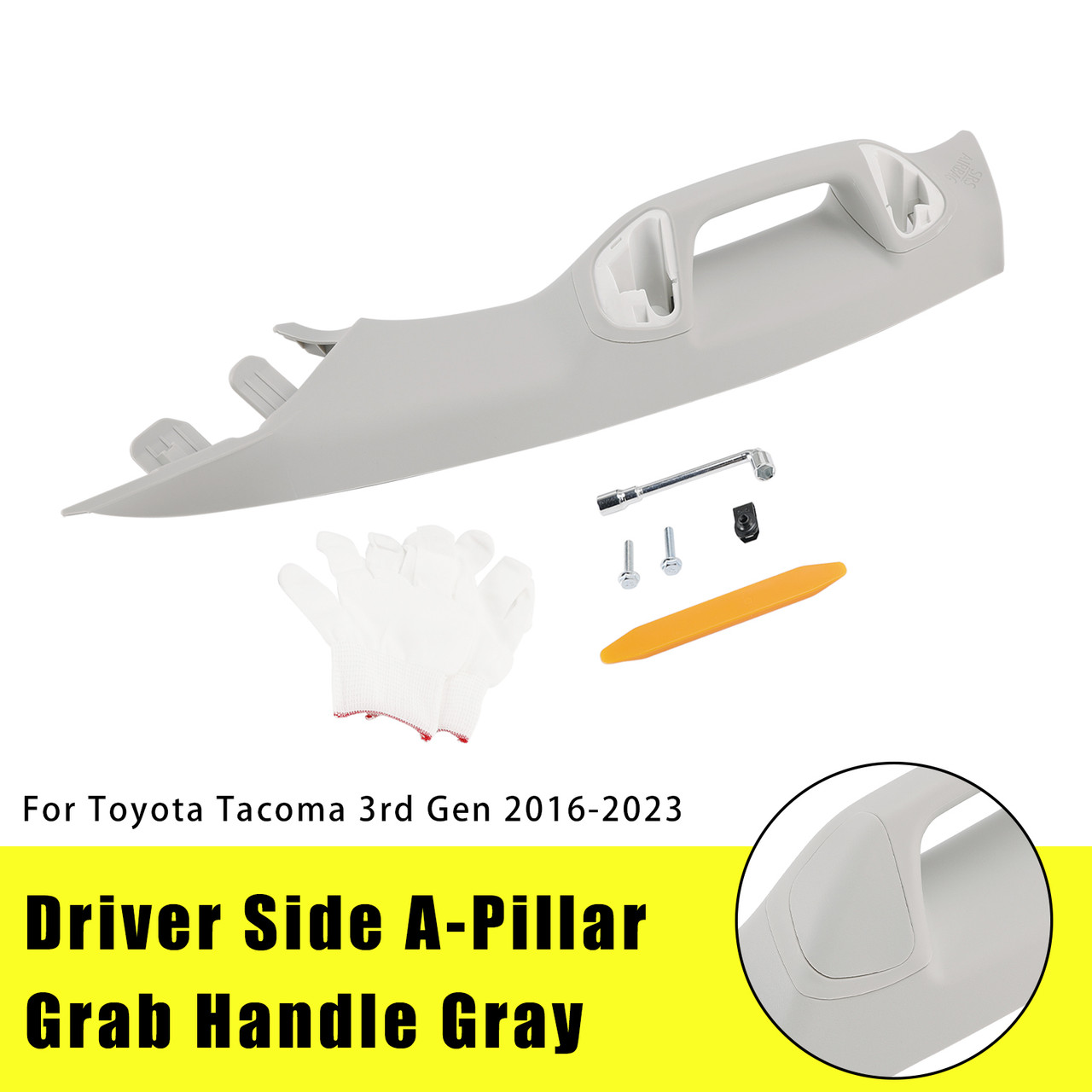 2016-2023 Toyota Tacoma 3rd Gen Driver Side A-Pillar Grab Handle Gray Generic