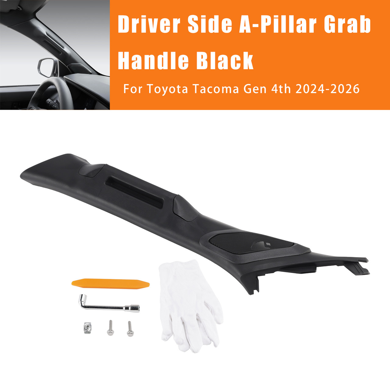 2024-2026 Toyota Tacoma Gen 4th Driver Side A-Pillar Grab Handle Black Generic