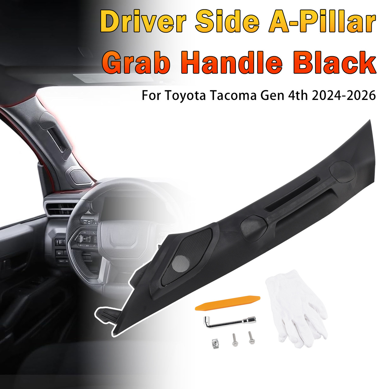 2024-2026 Toyota Tacoma Gen 4th Driver Side A-Pillar Grab Handle Black Generic