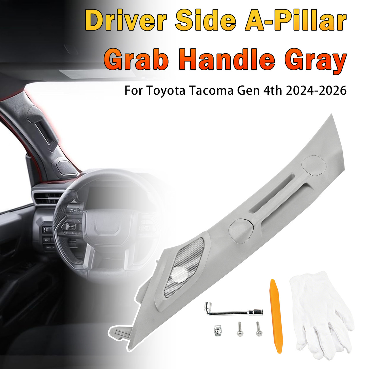 2024-2026 Toyota Tacoma Gen 4th Driver Side A-Pillar Grab Handle Gray Generic