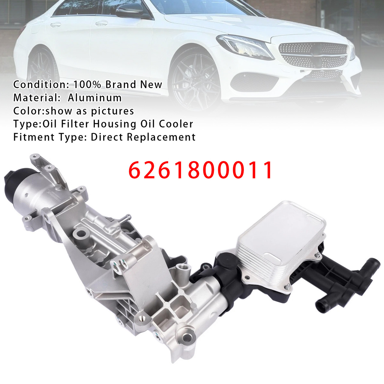 Mercedes Benz C Class W205 Oil Filter Housing Oil Cooler Assembly 6261800011 Generic