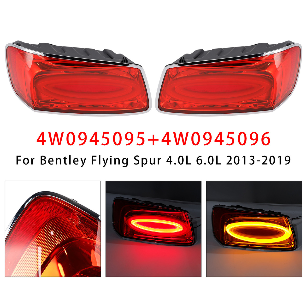 2013-2019 Bentley Flying Spur 4.0L 6.0L Left+Right Tail Light 4W0945095 4W0945096 Generic