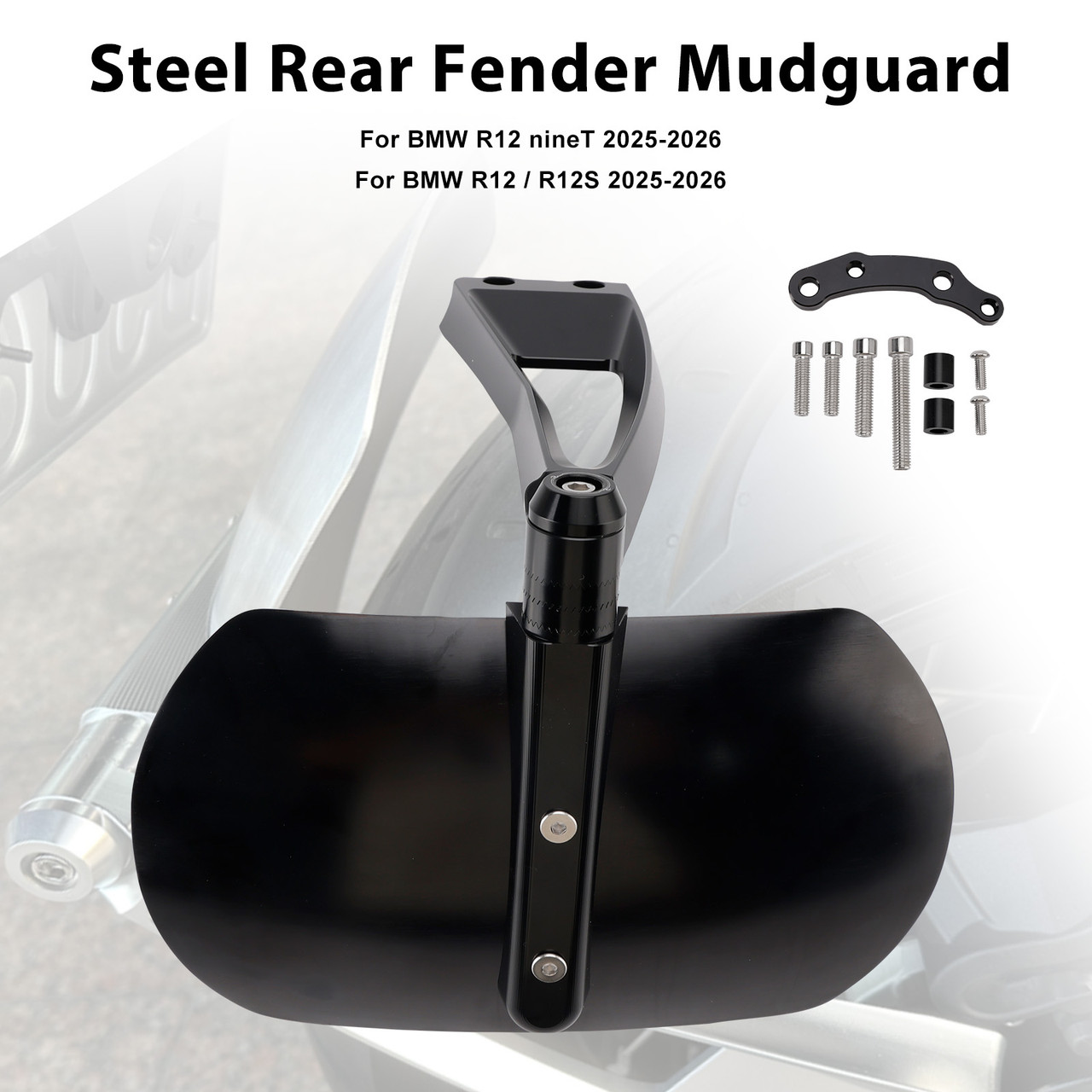 2014-2026 BMW R12 R nineT Steel Rear Fender Mudguard Black Generic