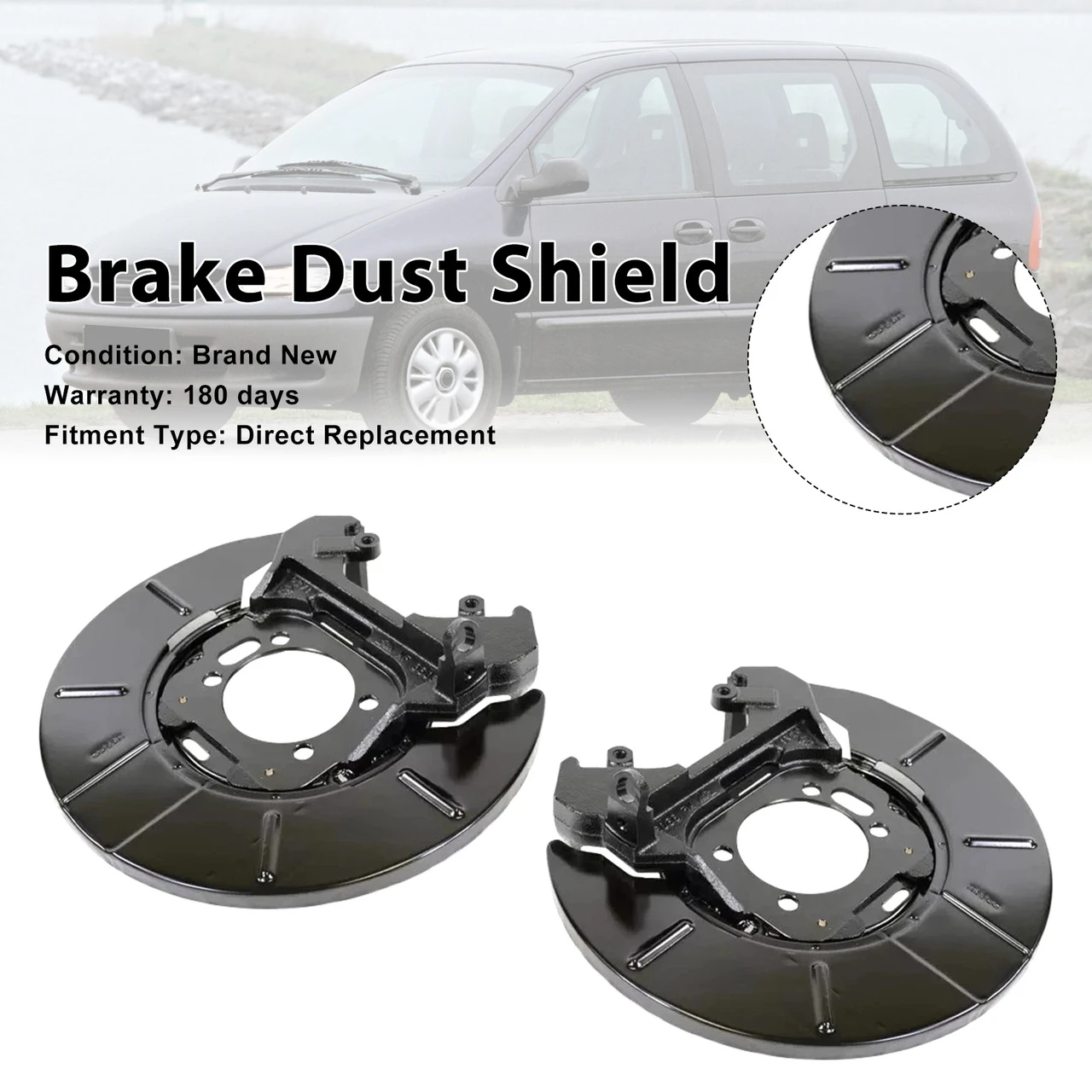 2001-2010 Chrysler Voyager 2PCS Rear Disc Brake Dust Shield Set 05073641AA Generic