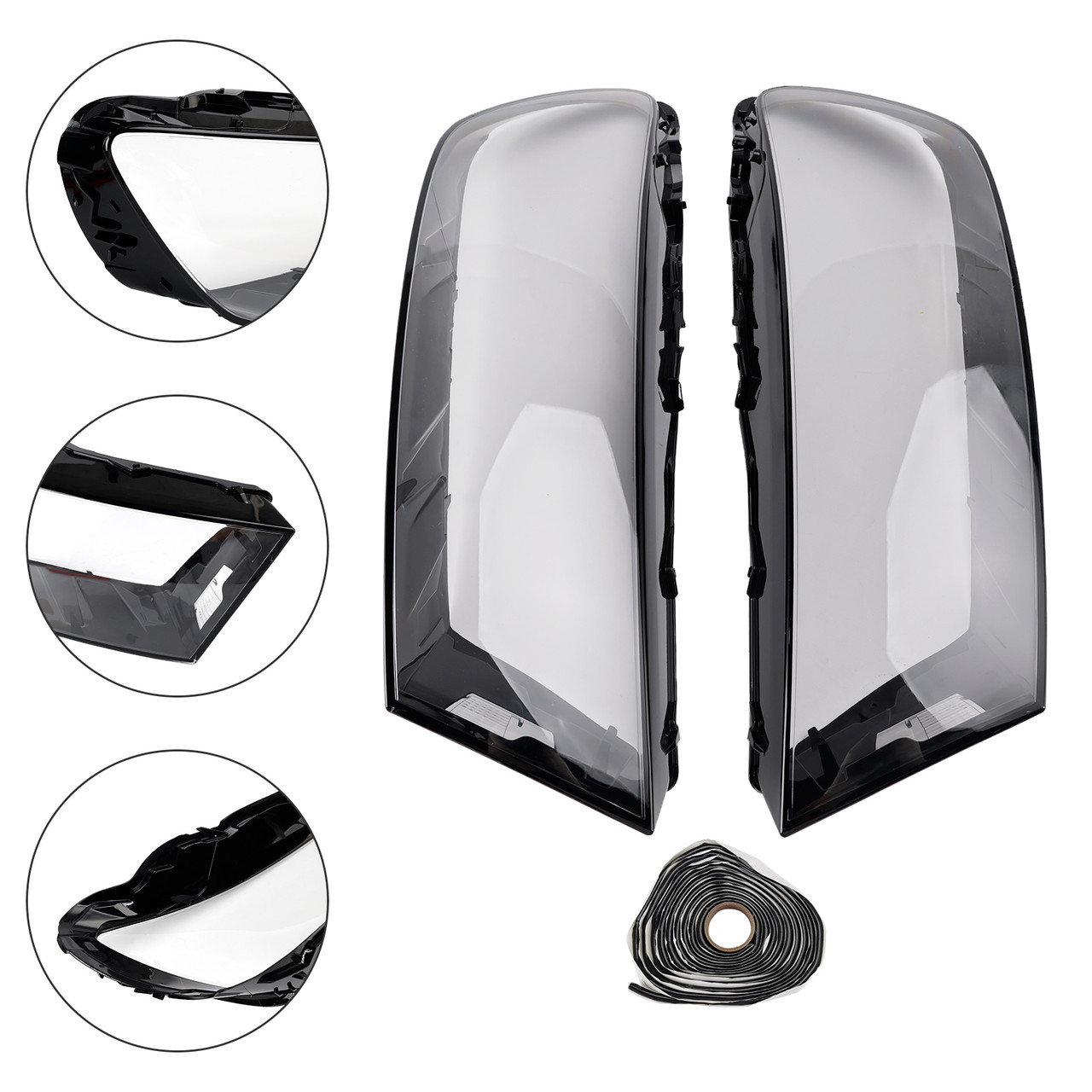 2016-2019 Audi Q7 Pair Car Headlight Lens Cover LH+RH Lampshade Shell+Glue Generic