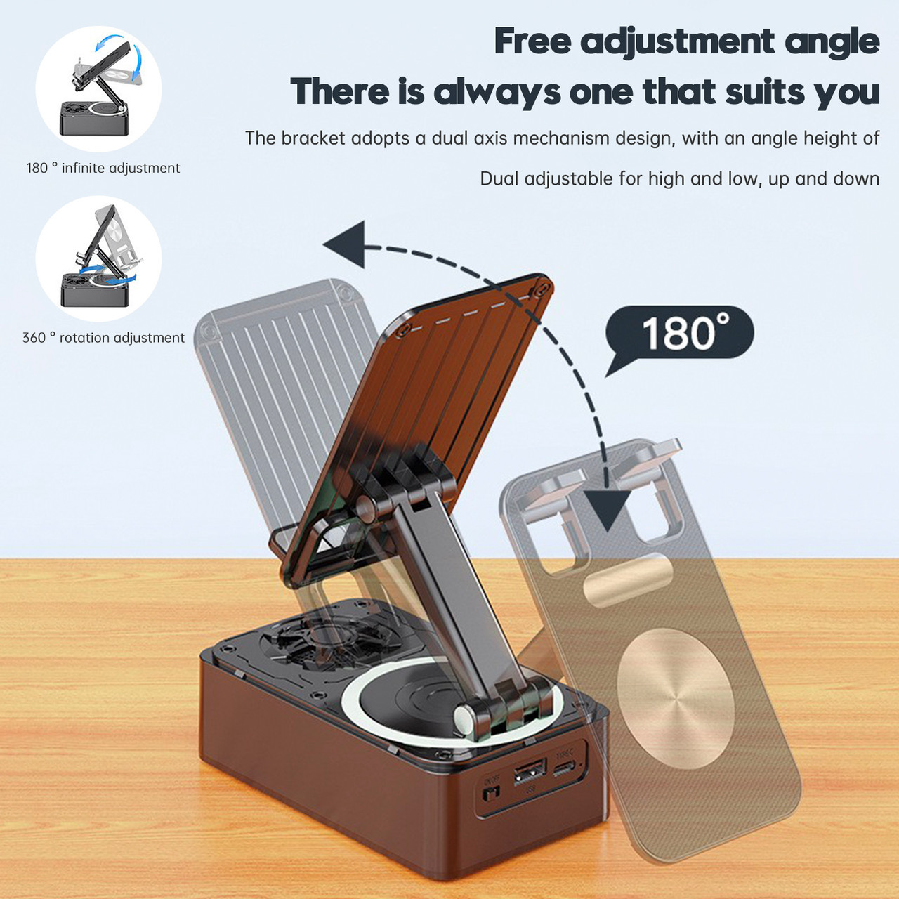 4 in 1 Phone Holder Bluetooth Speaker Wireless Charger Power Bank Desktop Live