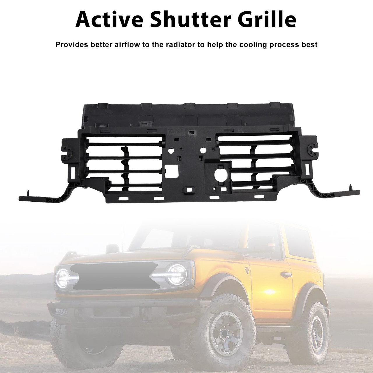 Lower Active Grill Shutter Fit Ford Bronco 2.3L 2.7L 2021-2022 W/O Motor