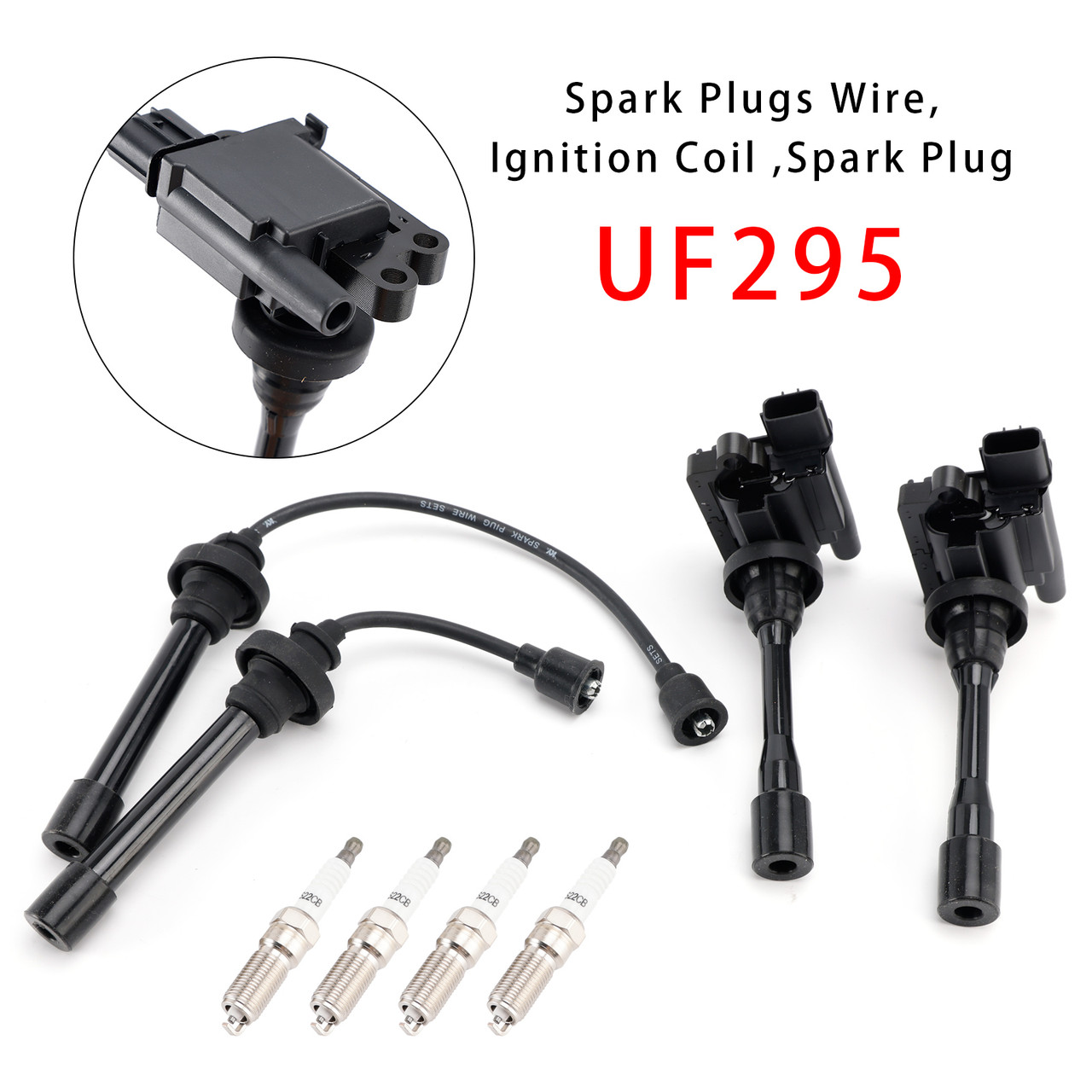 2x Ignition Coil+2x Wires+4x Plugs UF295 For Mitsubishi Lancer 2.0L l4 2002-2006