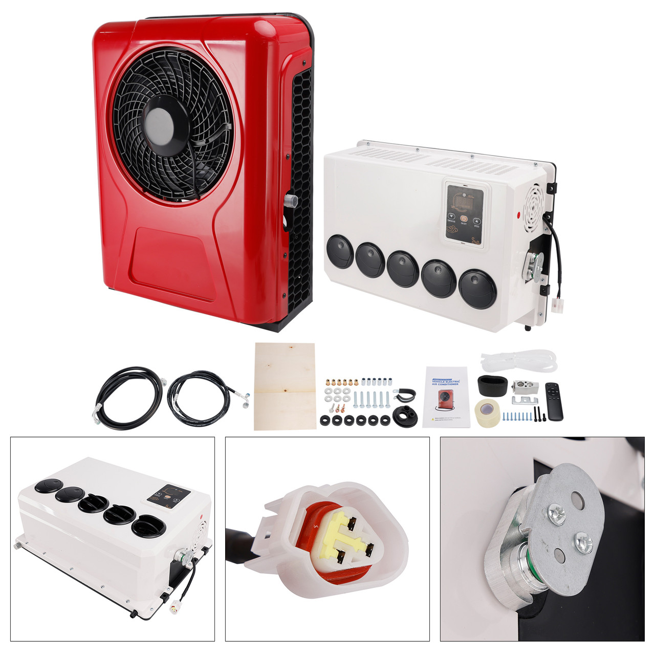 DC 24V RV Air Conditioner 13000btu Truck Split AC For Camping Vehicles Trucks RVs Trailers Red