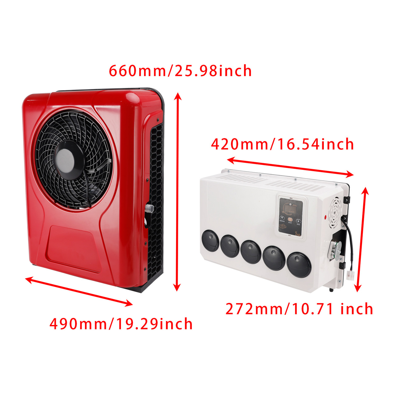 DC 24V RV Air Conditioner 13000btu Truck Split AC For Camping Vehicles Trucks RVs Trailers Red