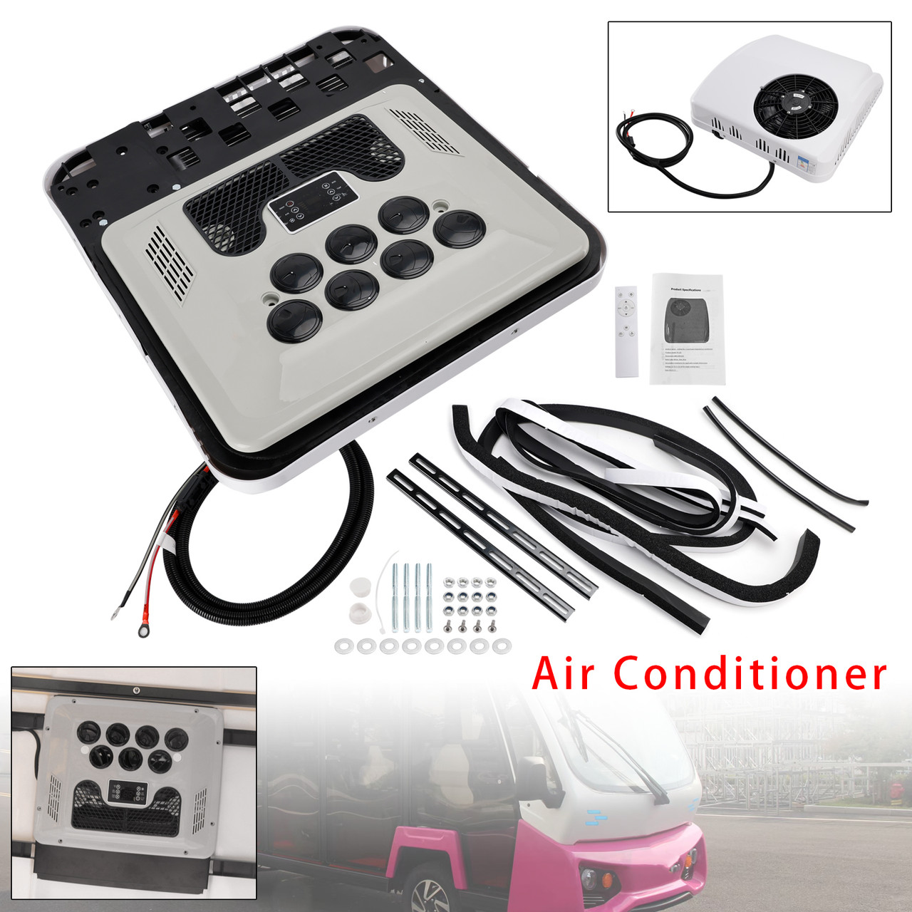 24V 6000 BTU RV Air Conditioner Heat Pump Non-Ducted AC Unit Heater/Cooling For Campers Trailers RV