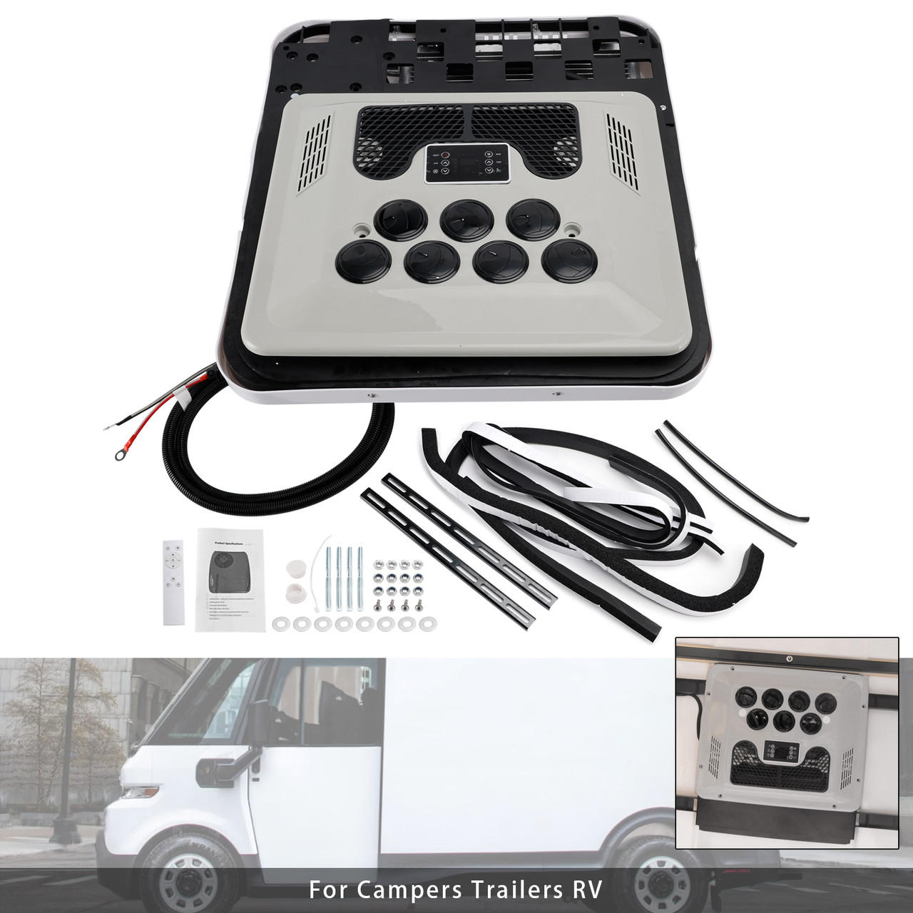 24V 6000 BTU RV Air Conditioner Heat Pump Non-Ducted AC Unit Heater/Cooling For Campers Trailers RV