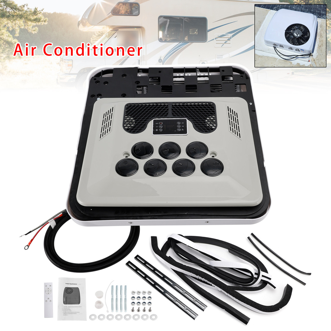 24V 6000 BTU RV Air Conditioner Heat Pump Non-Ducted AC Unit Heater/Cooling For Campers Trailers RV
