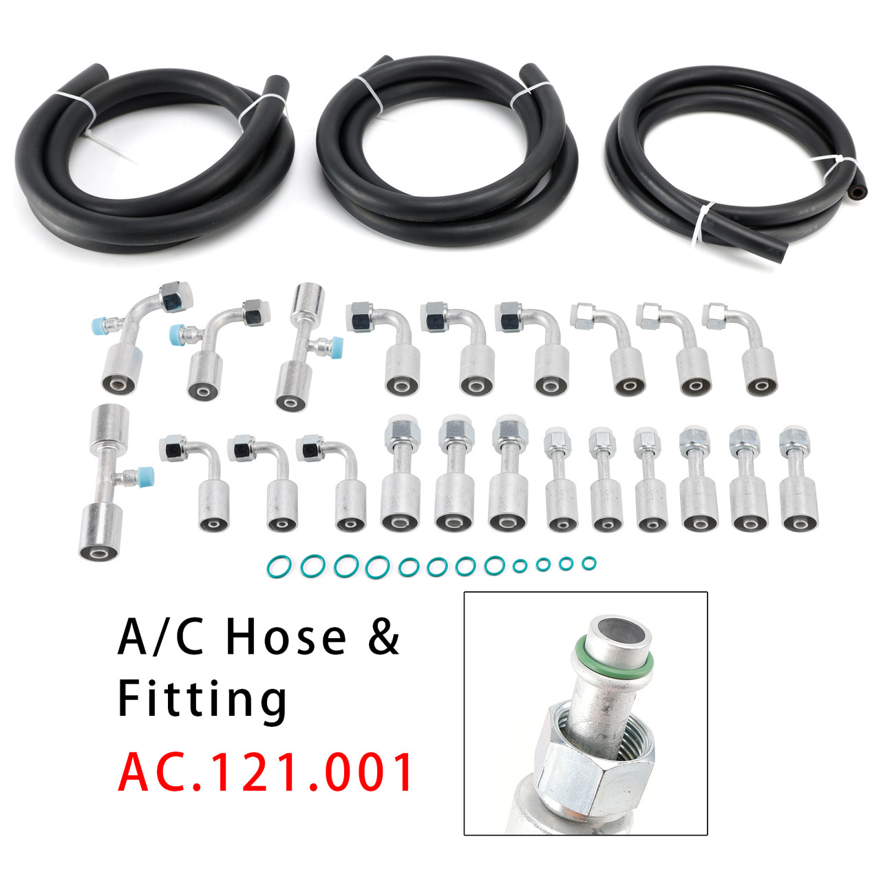 AC.121.001 Universal #6#8#10 A/C Hose & Fitting Kit 6.5ft For Custom Air Conditioning Lines