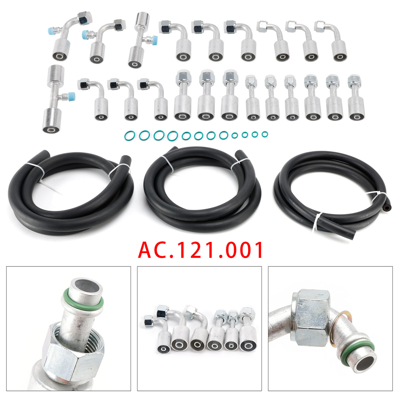 AC.121.001 Universal #6#8#10 A/C Hose & Fitting Kit 6.5ft For Custom Air Conditioning Lines