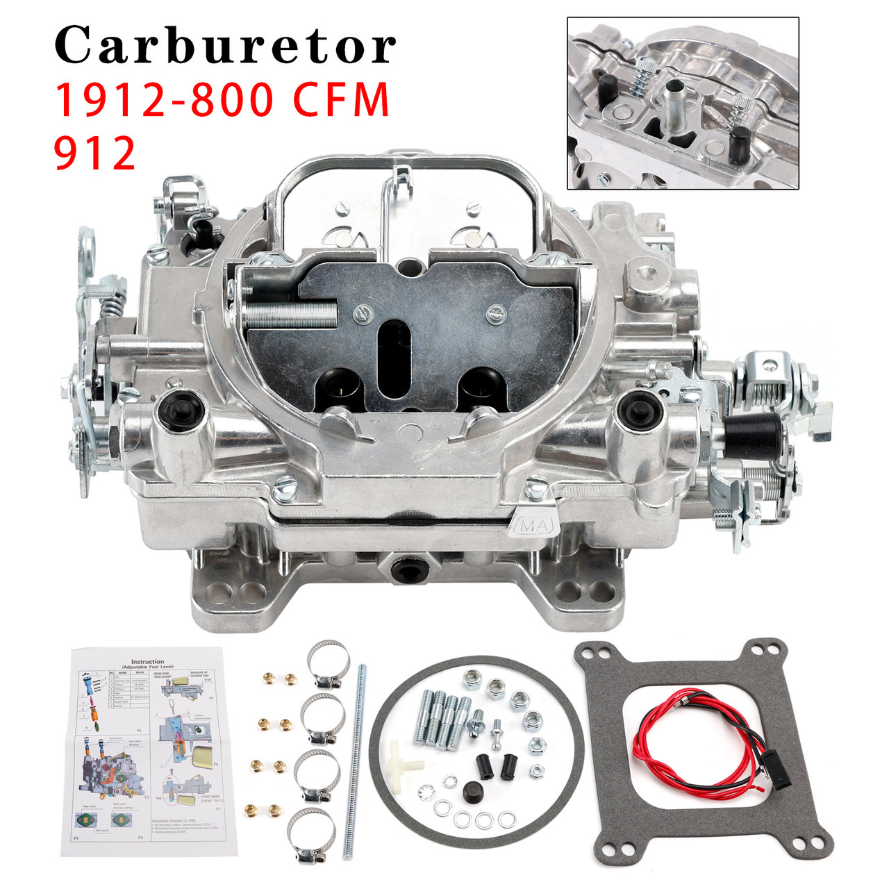 Carburetor Square Flange 4 Barrels 1912-800 For 1912 Thunder Series AVS2 800 CFM