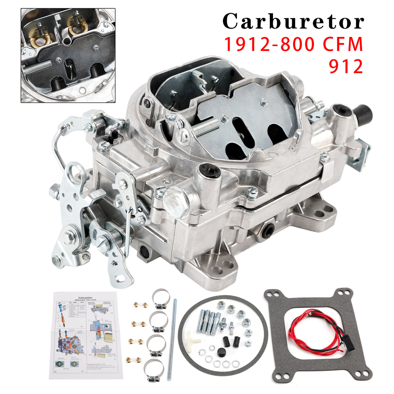 Carburetor Square Flange 4 Barrels 1912-800 For 1912 Thunder Series AVS2 800 CFM