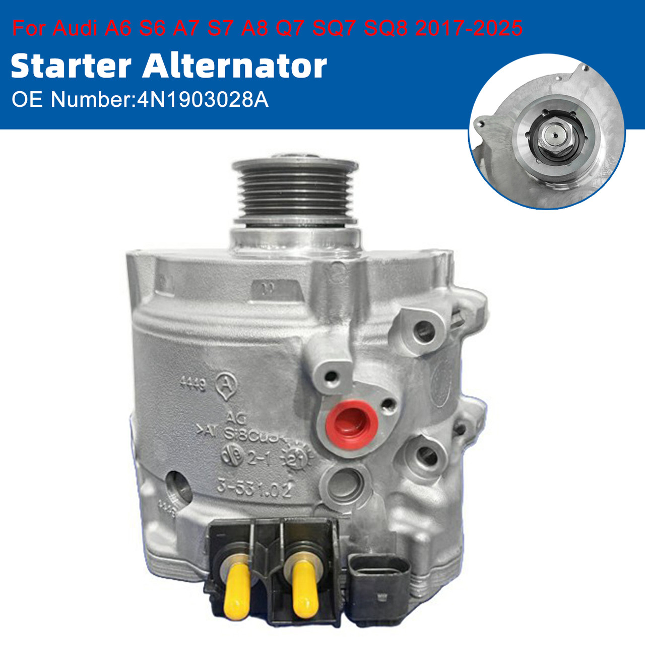 2016-2025 Audi A6 S6 A7 S7 A8 Q7 SQ7 SQ8 Starter Alternator 4N1903028A 48V Generic