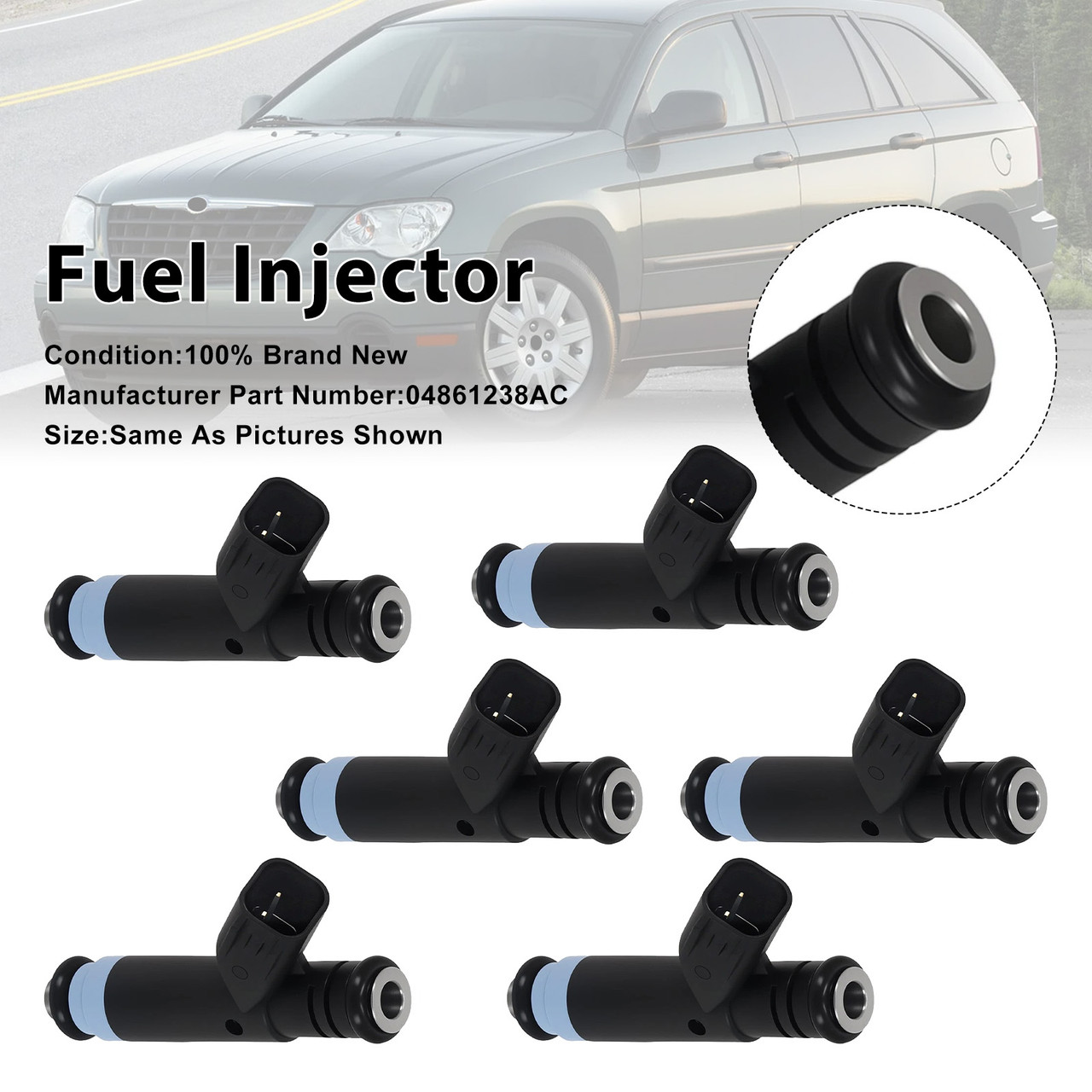 6Pcs Fuel Injector For Chrysler 05-08 For Dodge 3.8L V6 04861238AC
