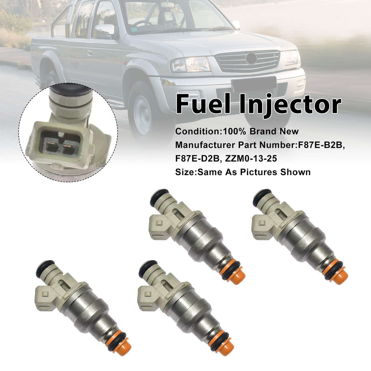 4Pcs Fuel Injector For Ford Ranger For Mazda B2500 F87E-D2A