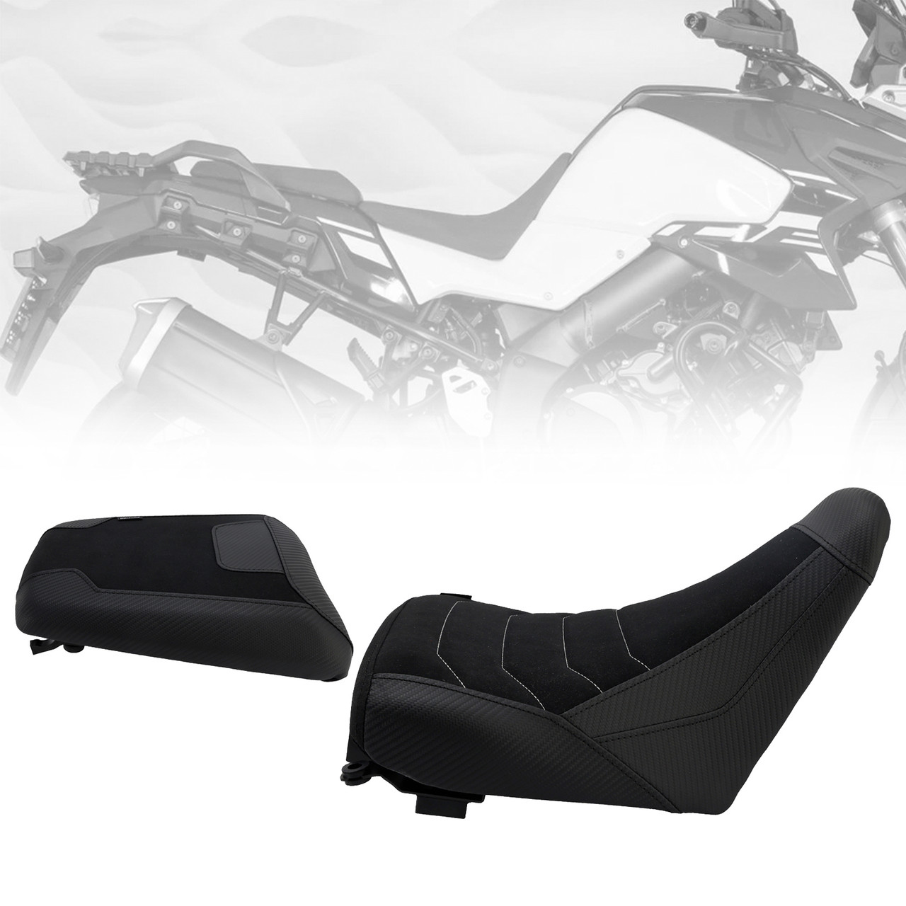 2023-2025 Suzuki V-Strom DL1050 Front & Rear Seat Driver Cushion Black Generic