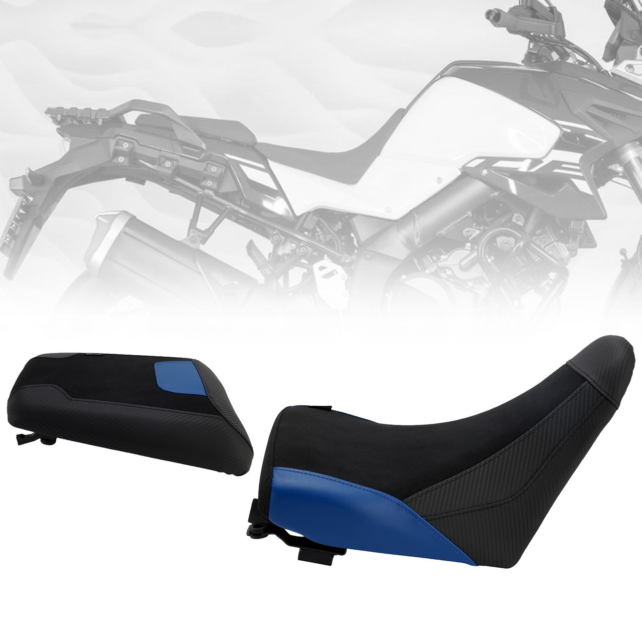 2023-2025 Suzuki V-Strom DL1050 Front & Rear Seat Driver Cushion Blue Generic