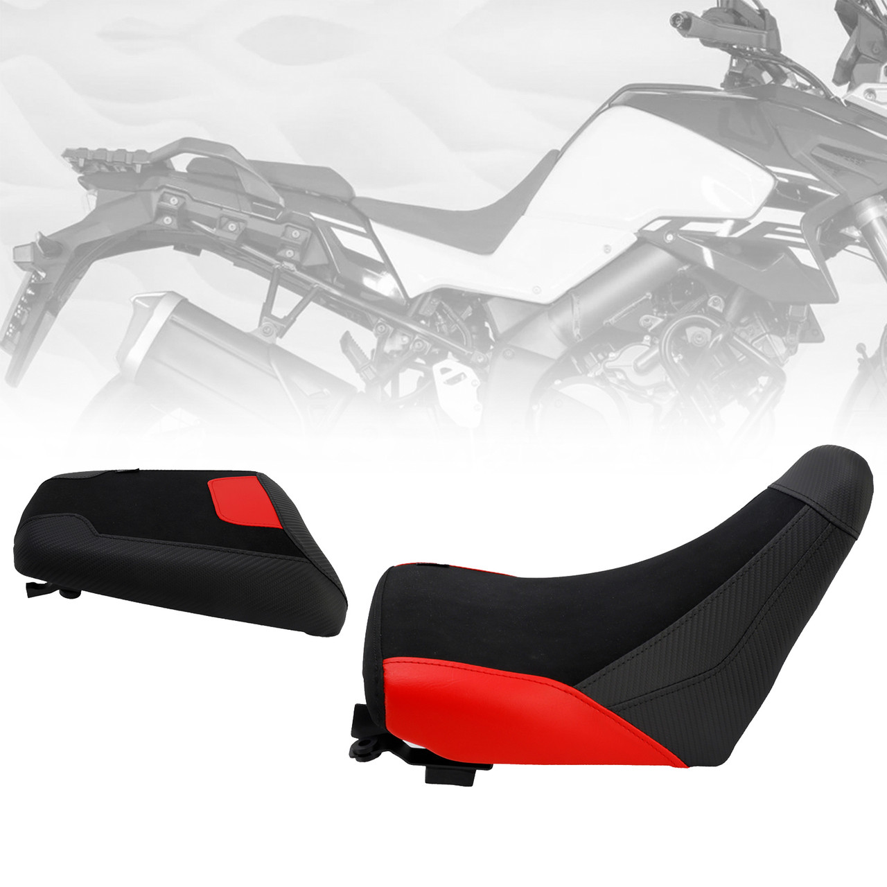 2023-2025 Suzuki V-Strom DL1050 Front & Rear Seat Driver Cushion Red Generic