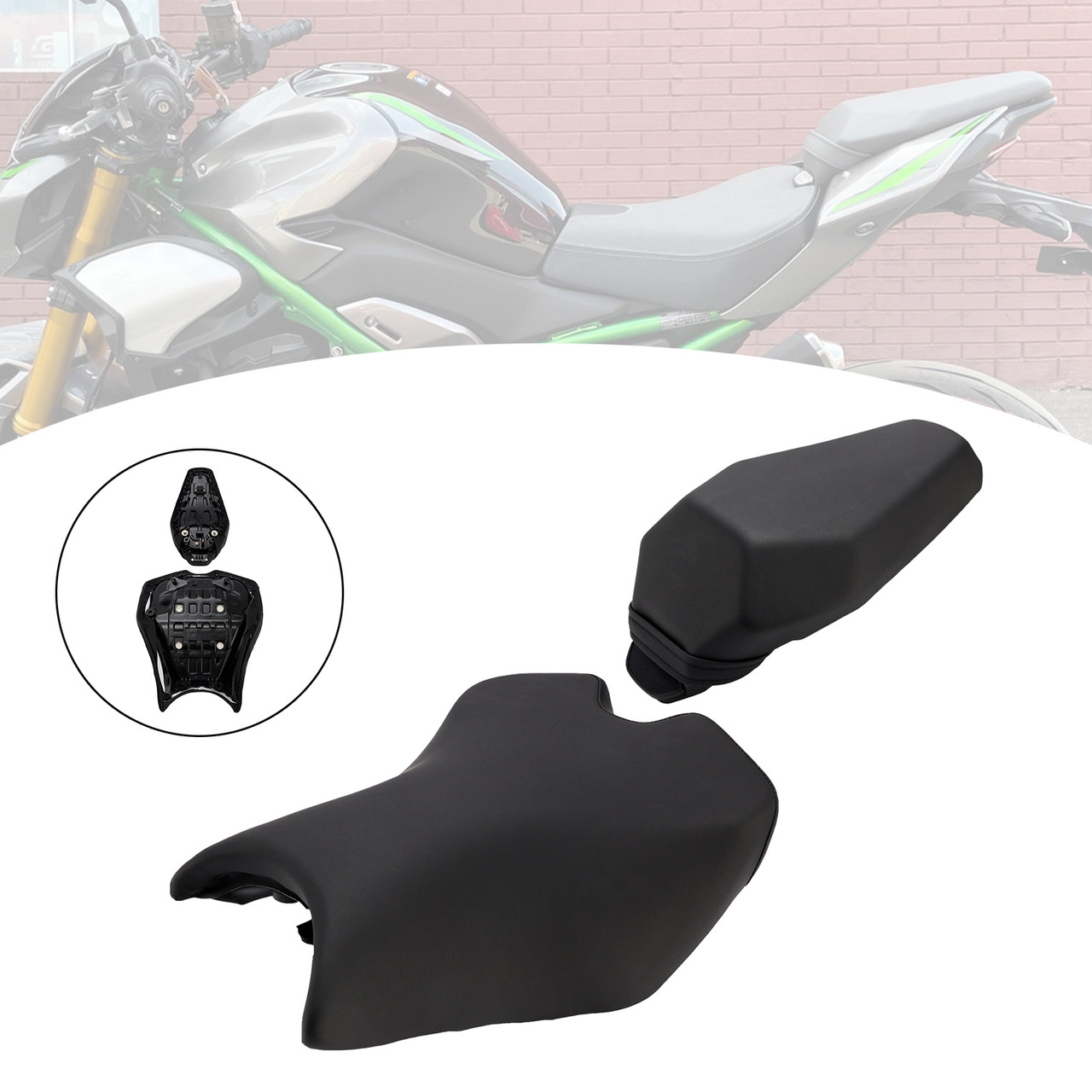 2025 Kawasaki Ninja Z900 Thickened Front&Rear Seat Driver Cushion Pu Black Generic