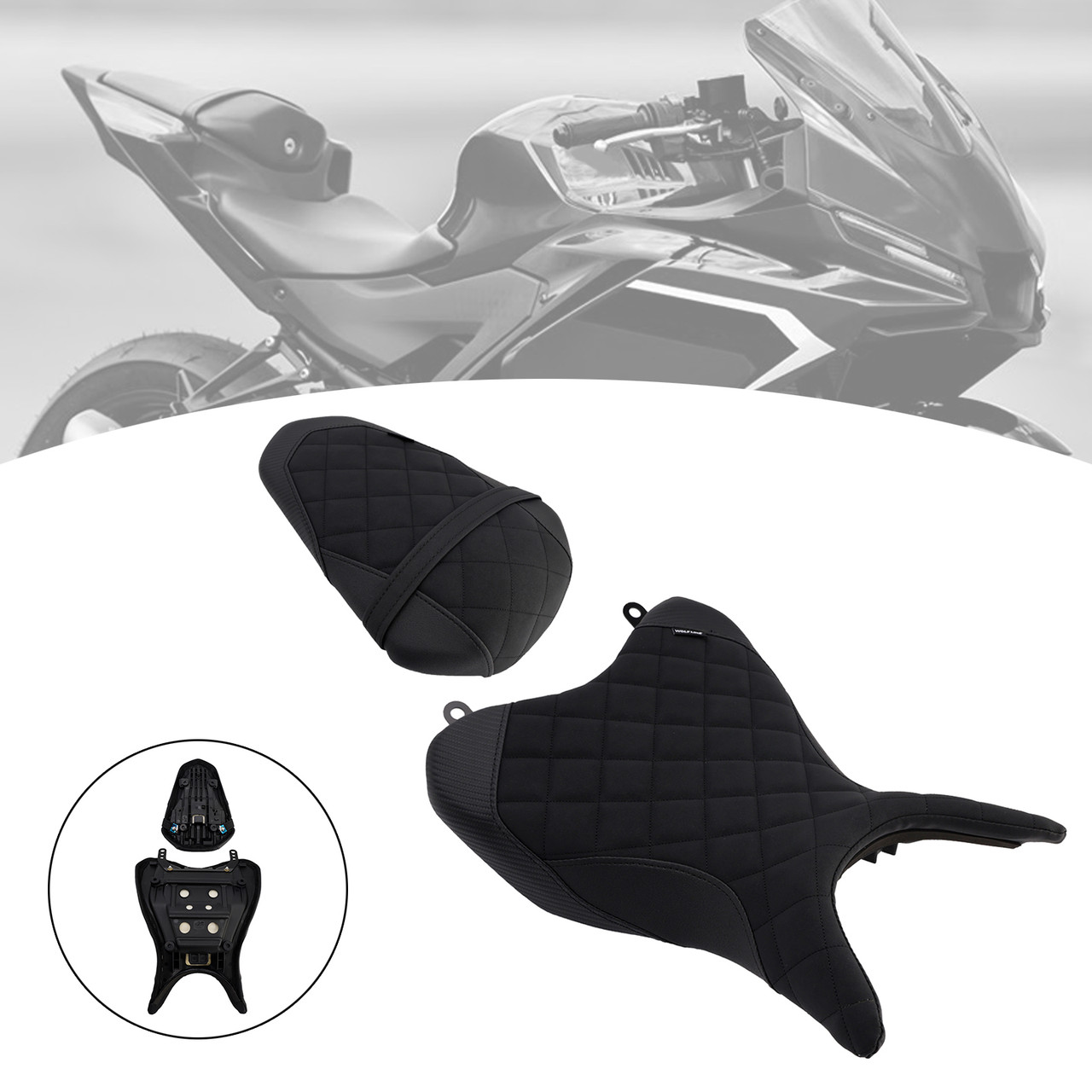 2025 Yamaha Yzf-R3 Mt-03 Front & Rear Seat Driver Cushion Black Generic