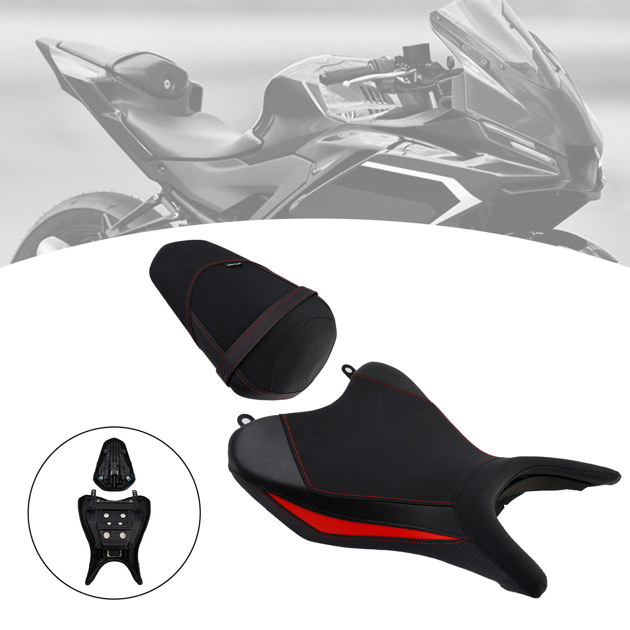 2025 Yamaha Yzf-R3 Mt-03 Front & Rear Seat Driver Cushion Red Generic
