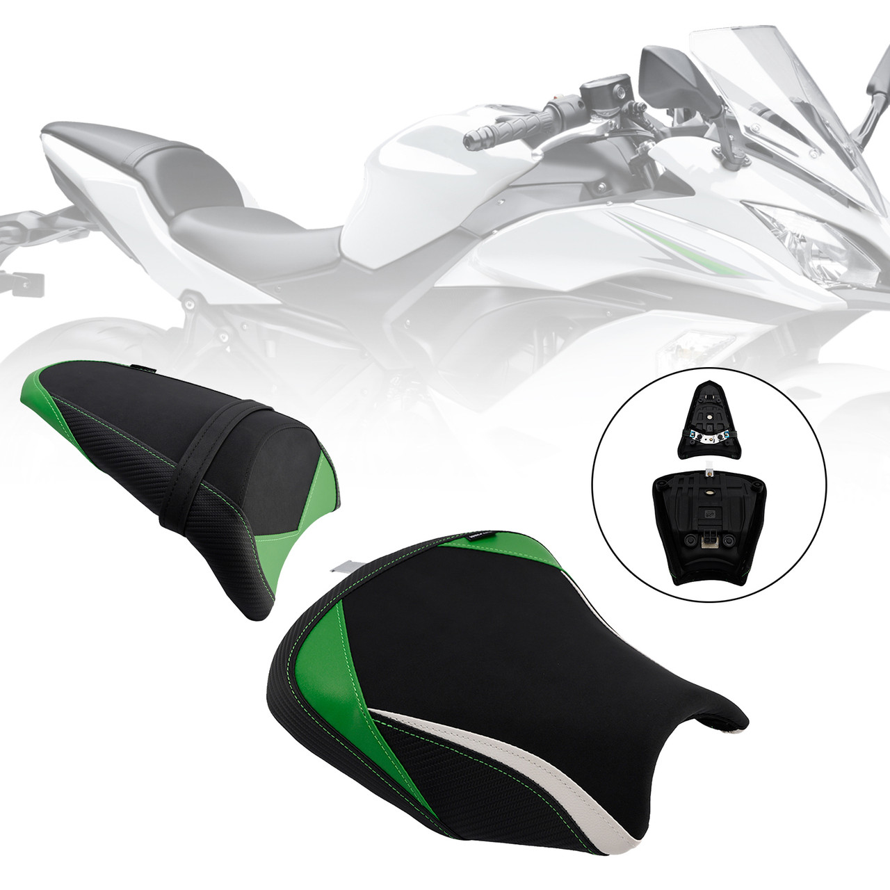 2017-2025 Kawasaki Ninja 650 Z650 Front & Rear Seat Driver Cushion White Generic