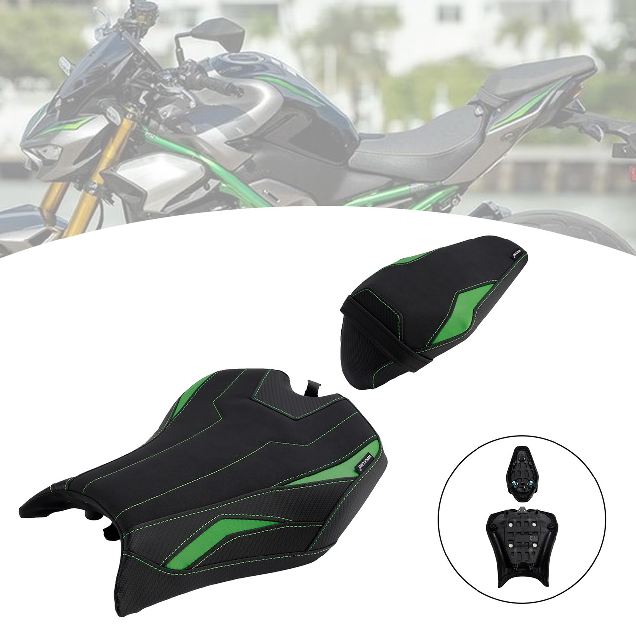 2025 Kawasaki Z900 Zr900-F Front & Rear Seat Driver Cushion Green Generic