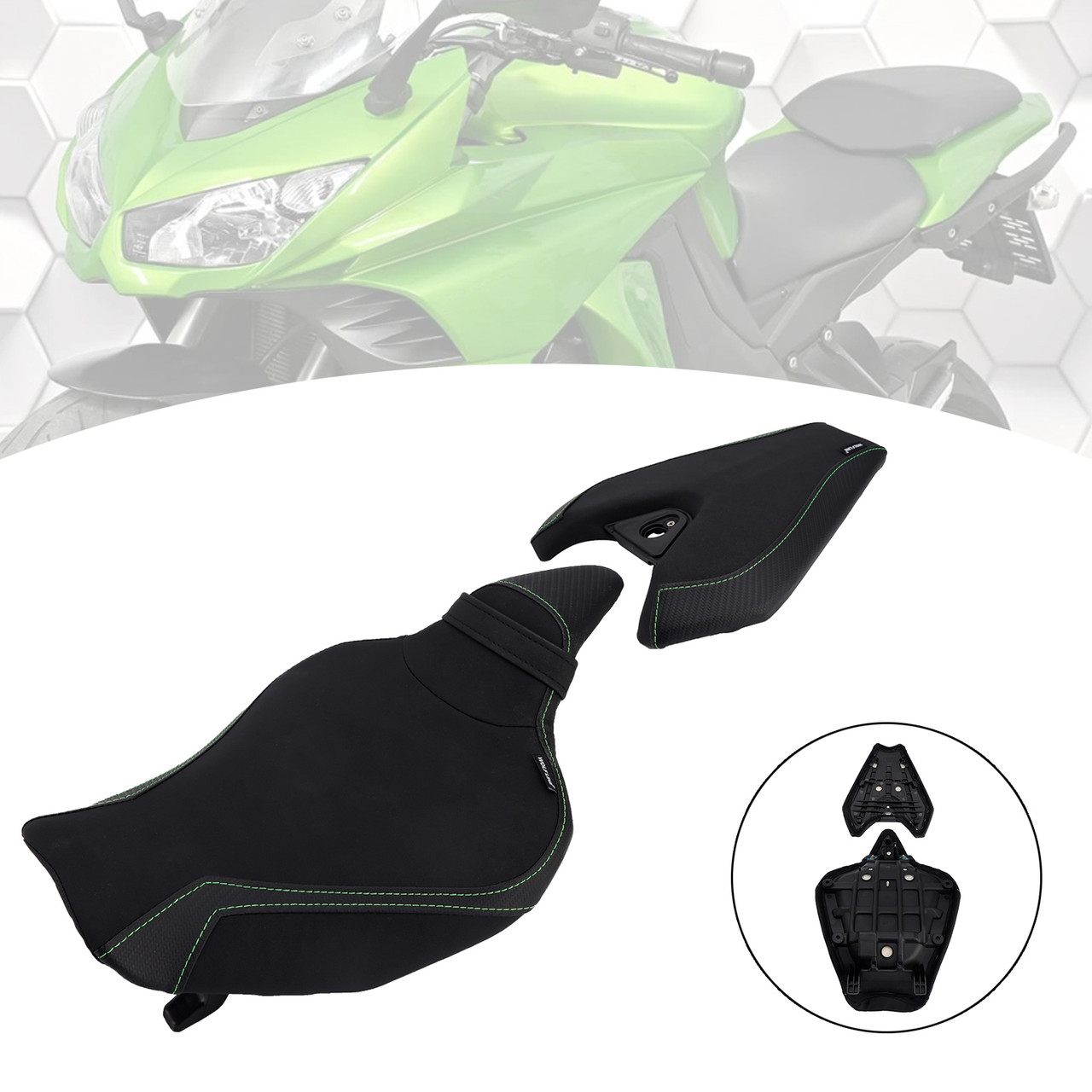 2014-2025 Kawasaki Z1000 Front & Rear Seat Driver Cushion Black Generic