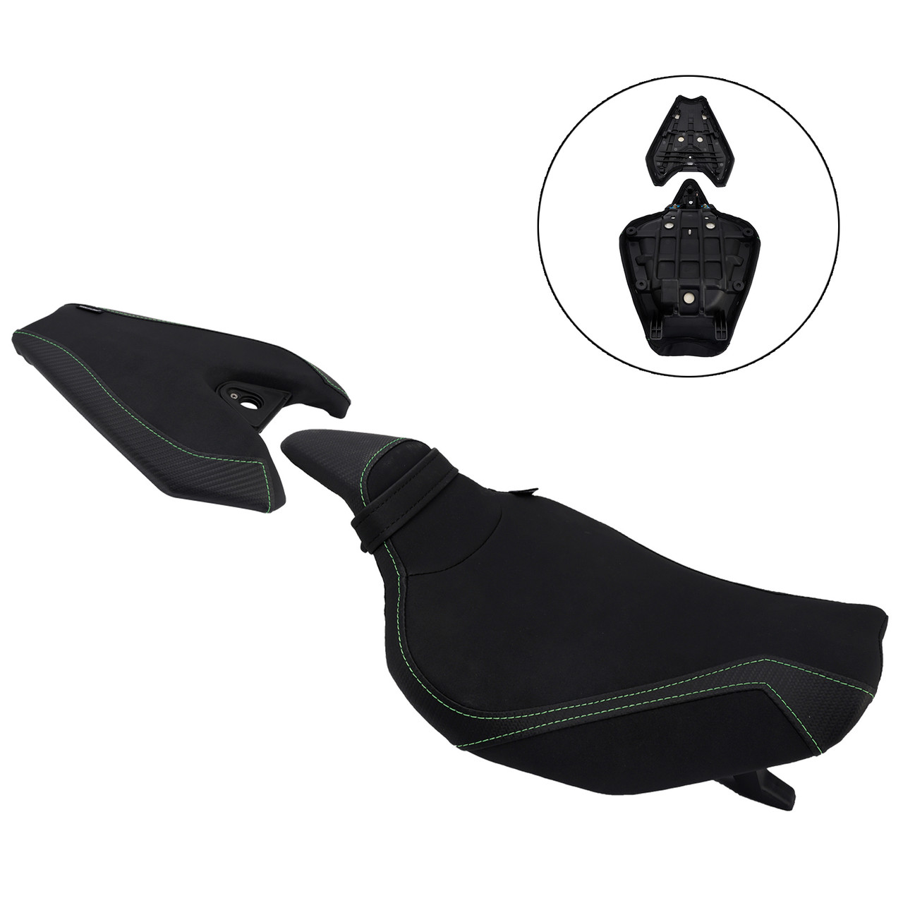 2014-2025 Kawasaki Z1000 Front & Rear Seat Driver Cushion Black Generic