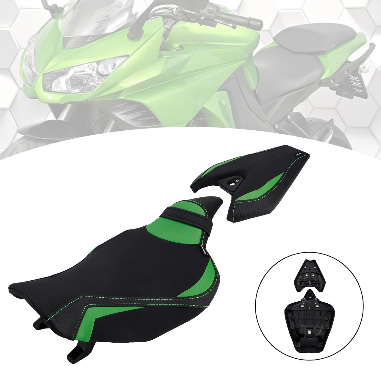 2014-2025 Kawasaki Z1000 Front & Rear Seat Driver Cushion Green Generic