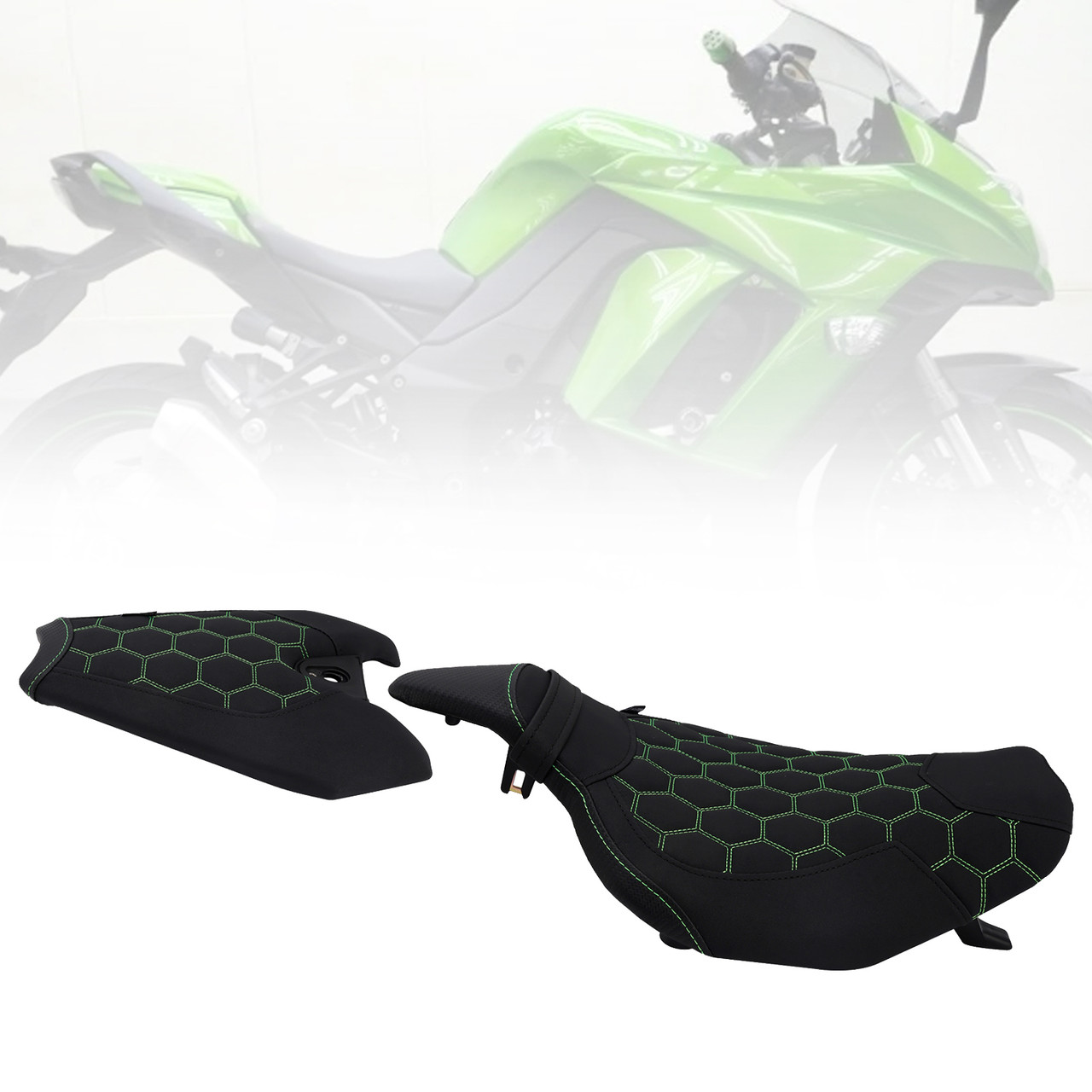 2014-2025 Kawasaki Z1000 Front & Rear Seat Driver Cushion GRN Generic