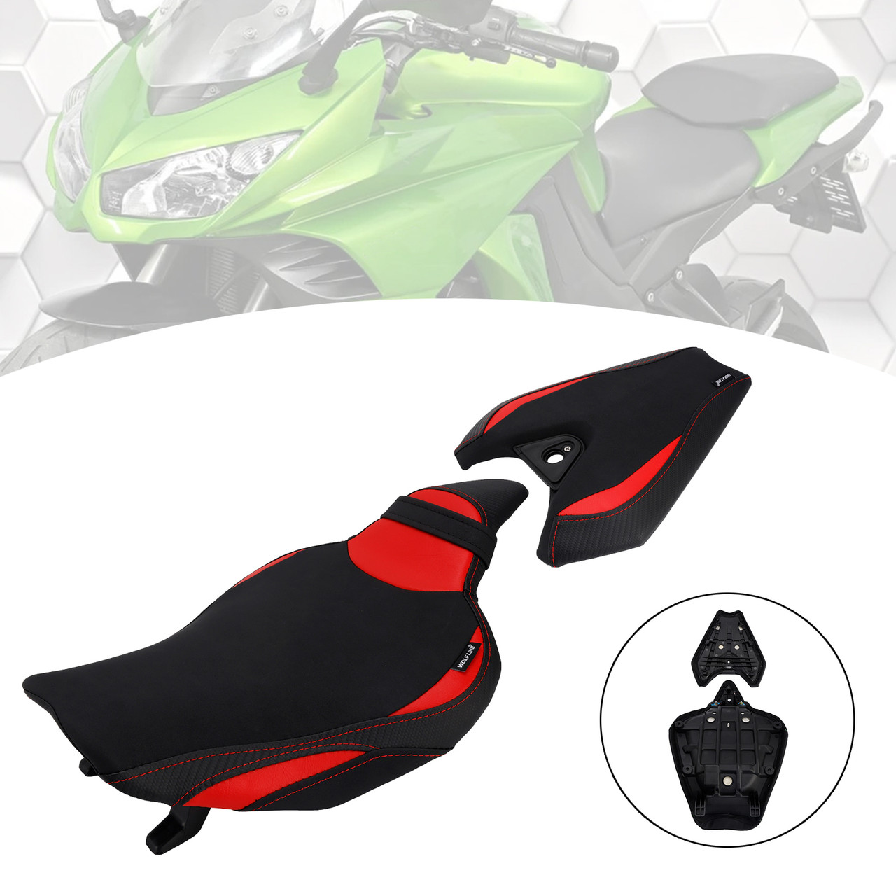 2014-2025 Kawasaki Z1000 Front & Rear Seat Driver Cushion Red Generic