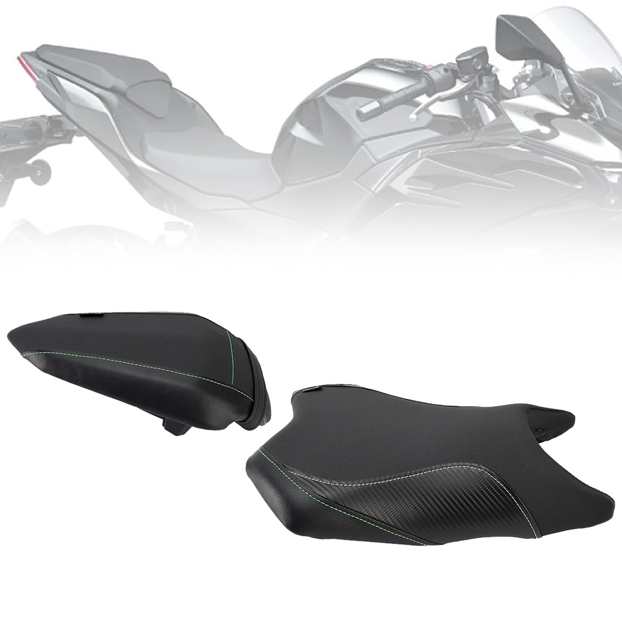 2024-2025 Kawasaki Ninja Z500 Front & Rear Seat Driver Cushion Black Generic